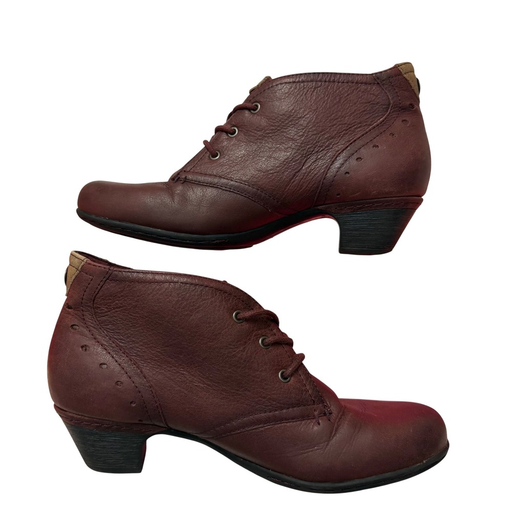 Cobb Hill By New Balance Leather Ankle Boot Lace Up Burgundy Dark Academia 6.5M